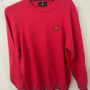Psycho Bunny Men's Pink Sweater orange bunny logo